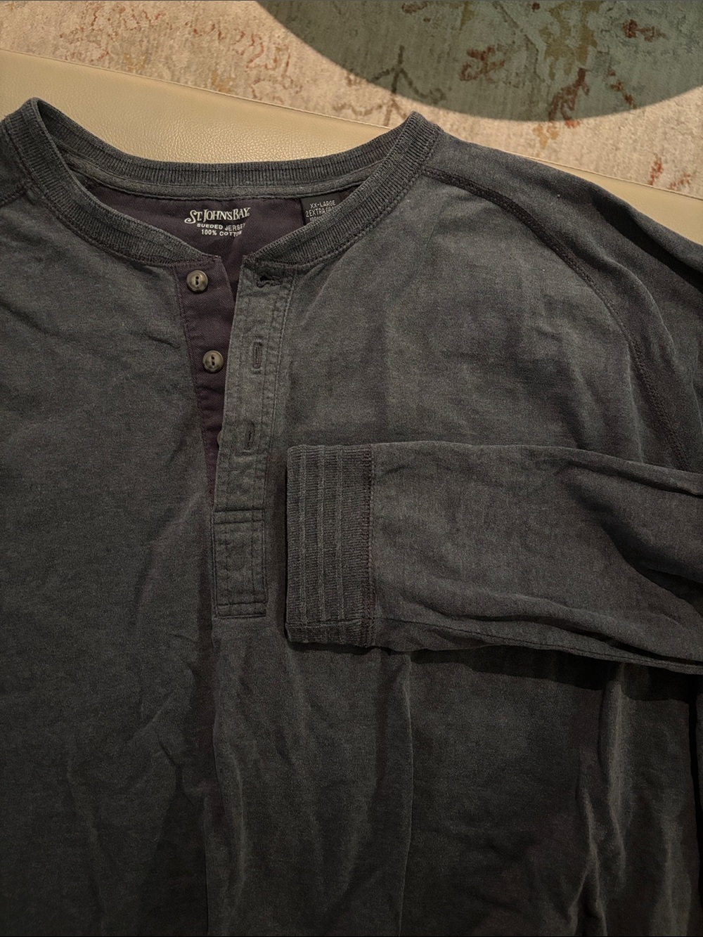 St. John's Bay Men's Charcoal Long-Sleeve Henley